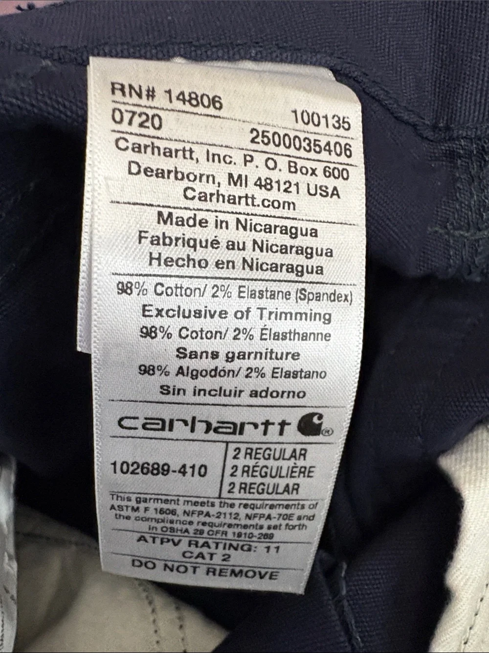 Carhartt FR Rugged Flex Canvas Work Pants Women’s 2R Navy Flame Resistant NWT
